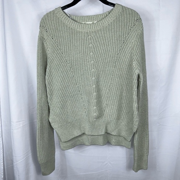 H&M Sweater Cropped Knit Pullover Crewneck Long Sleeve Ribbed Woven Knit Top - Picture 3 of 8